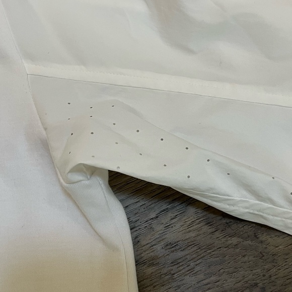 Athleta white mixed media long sleeve pullover Top Perforated Underarms Size M - Picture 5 of 11